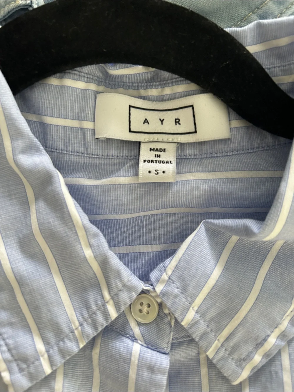 AYR Blue and White Striped Button-Down Shirt - Picture 2 of 3
